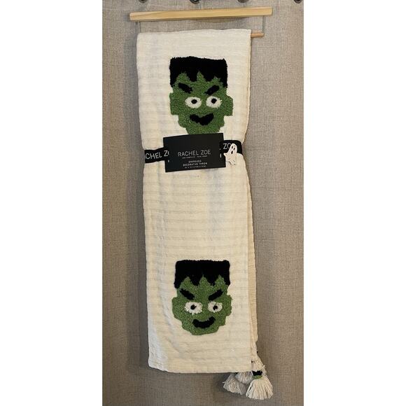 Rachel Zoe Halloween Frankenstein Decorative Throw Blanket Beige 50x70 NEW - Picture 1 of 5